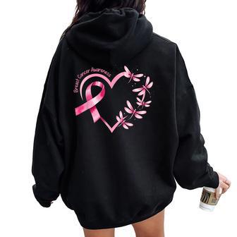 Breast Cancer Month Strong Pink Ribbon Heart Survivor Women Women Oversized Hoodie Back Print - Thegiftio UK