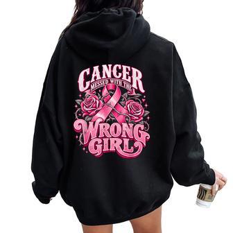 Breast Cancer Picked The Wrong Girl Fighter Women Oversized Hoodie Back Print - Thegiftio UK