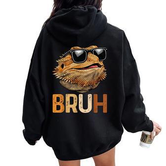 Bruh Meme Cool Bearded Dragon Kid Women Oversized Hoodie Back Print - Thegiftio UK