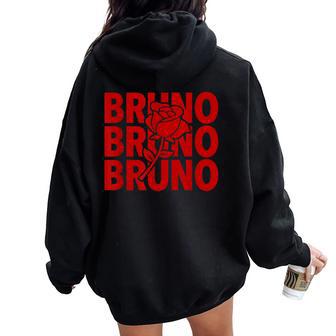 Bruno Text With Floral Graphic Women Oversized Hoodie Back Print - Thegiftio UK