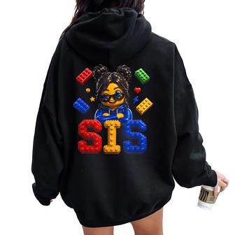 Building Blocks Boy Girl Birthday Sister Sis Master Builder Women Oversized Hoodie Back Print - Thegiftio UK