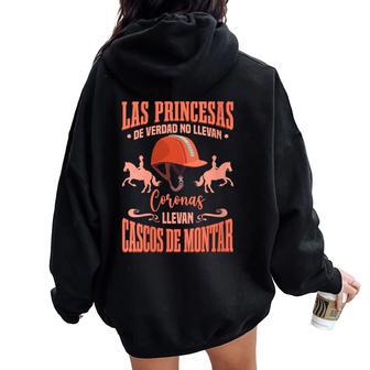 Caballo Las Princesas Llevan Cascos De Montar Cuello Women Oversized Hoodie Back Print - Regaloses