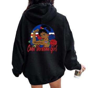 Caboerde Girl Caboerdean Chica Caboerde Bandera Cuello Negro Manga Corta Ajustado Adulto Pequeño Eu 15-165 Regular Mediano Es Chicas Women Oversized Hoodie Back Print - Regaloses