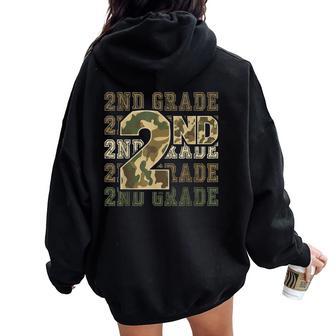 Camo Second Grade Squad First Day Of School Boy Girl Teacher Women Oversized Hoodie Back Print | Seseable UK