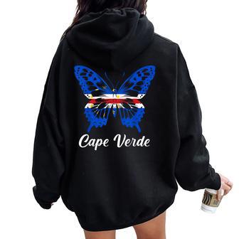Cape Verde Flag Pride Butterfly Cape Verdean Girls Women Oversized Hoodie Back Print - Thegiftio UK
