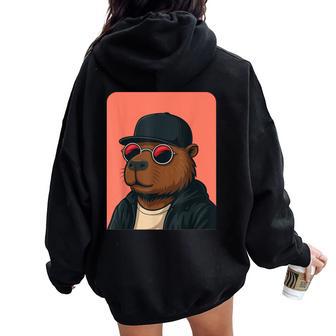 Capybara Con Gafas Deol Para Hombres Y Es Capybara Gráfica Women Oversized Hoodie Back Print - Regaloses