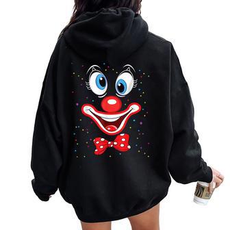 Carnival Clown Face Circus Costume Kids Carnivals Women Oversized Hoodie Back Print - Thegiftio UK