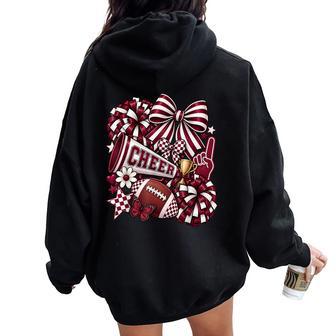 Cheer Football Mom Coquette Bow Cheerleader Game Touchdown Women Oversized Hoodie Back Print - Thegiftio UK