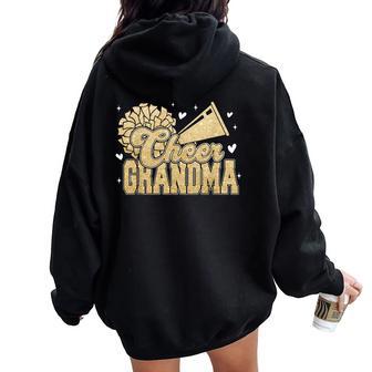 Cheer Grandma Biggest Fan Cheerleader Yellow Gold Pom Pom Women Oversized Hoodie Back Print - Thegiftio UK