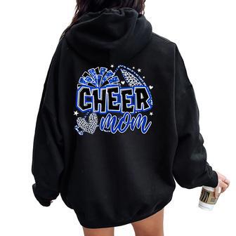 Cheer Mom Blue Cheerleader Game Day Cheer Mama Football Women Oversized Hoodie Back Print - Thegiftio UK