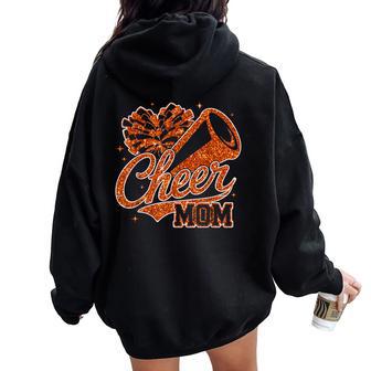 Cheer Mom Orange Cheerleader Game Day Cheer Mama Football Women Oversized Hoodie Back Print - Thegiftio UK