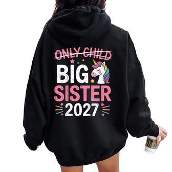 Only Child Crossed Out Big Sister 2027 Women Oversized Hoodie Back Print - Thegiftio UK