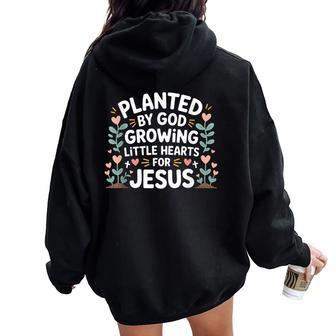 Christian Preschool Teacher Planted By God Women Oversized Hoodie Back Print - Thegiftio UK