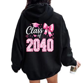 Class Of 2040 Grow With Me Graduation Pink Coquette Bow Girl Women Oversized Hoodie Back Print | Seseable UK