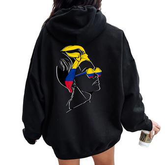 Colombia Bandera Pañuelo Pelo Orgullo Colombiano Women Oversized Hoodie Back Print - Regaloses