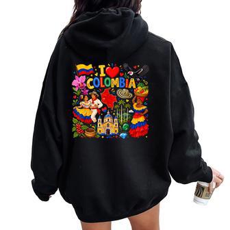 Colombian Flag Colombia Landmarks Pride Kids Women Oversized Hoodie Back Print - Thegiftio UK