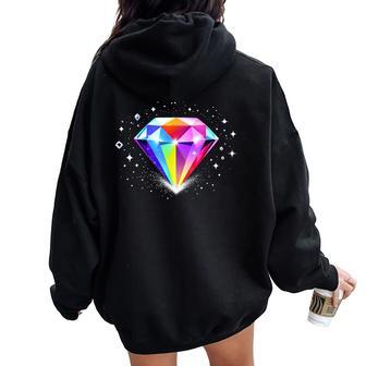 Colorful Diamond Gem – Sparkling Rainbow Crystal Women Oversized Hoodie Back Print - Thegiftio UK