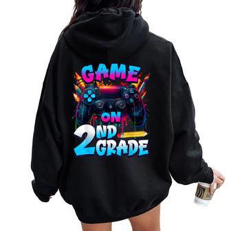 Controller Game On 2Nd Grade First Day Of School Boys Kids Women Oversized Hoodie Back Print - Thegiftio UK
