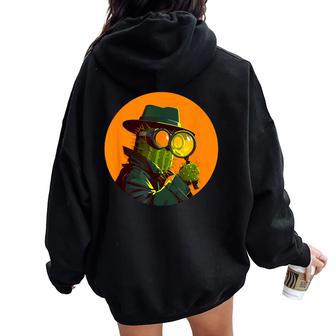 Cool Detective Cactus En Un Disfraz Divertido Para Hombre Y Women Oversized Hoodie Back Print - Regaloses