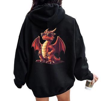 Cool Dragon Outfit With Sunglasses For Boys And Girls Women Oversized Hoodie Back Print - Thegiftio UK