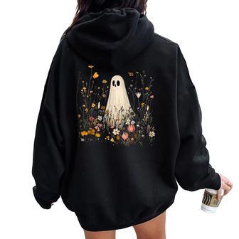 Cottagecore Ghost Swing Floral Aesthetic Halloween Spooky Women Oversized Hoodie Back Print | Seseable UK