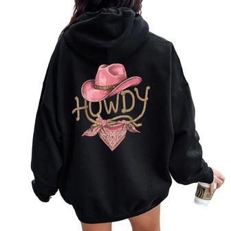 Cowgirl Howdy Rodeo Western Birthday Party Girls Women Women Oversized Hoodie Back Print - Thegiftio UK