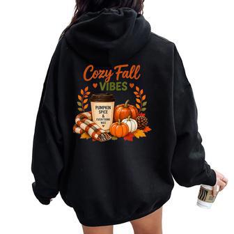 Cozy Fall Vibes Pumpkin Spice Autumn Coffee Lover Women Oversized Hoodie Back Print - Thegiftio UK