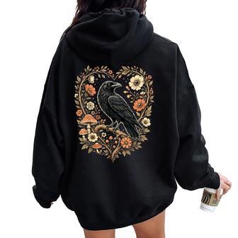 Crow Raven Floral Gothic Nature Women Oversized Hoodie Back Print | Seseable UK