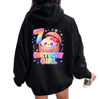 Cute 7Th Squishy Birthday Party 7 Year Old Girl Outfit Women Oversized Hoodie Back Print - Thegiftio UK