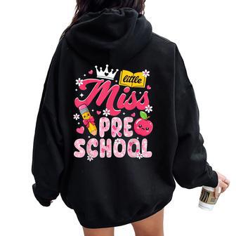 Cute Back To School First Day Of Pre-K Preschool Girls Kids Women Oversized Hoodie Back Print - Thegiftio UK