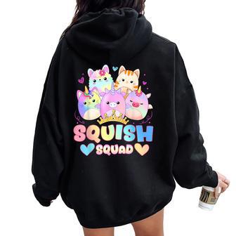 Cute Birthday Girl Squish Squad Party Women Oversized Hoodie Back Print - Thegiftio UK