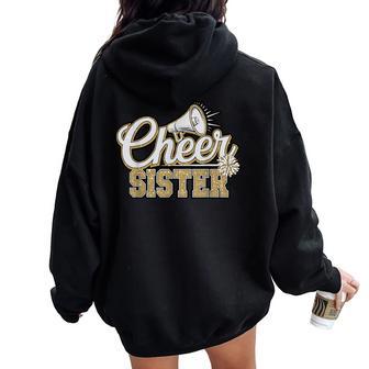 Cute Cheer Sister Black Gold Pom Cheerleader Cheerleading Women Oversized Hoodie Back Print - Thegiftio UK
