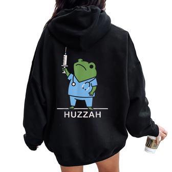 Cute Frog Nurse Week Appreciation Nurse Women Oversized Hoodie Back Print - Thegiftio UK