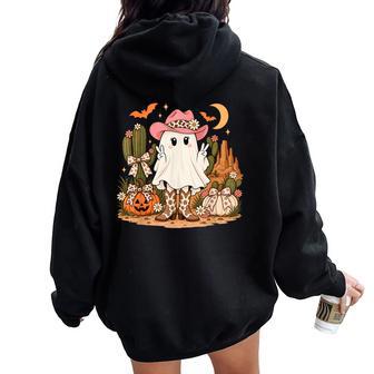 Cute Halloween Cowgirl Ghost Western Desert Pumpkin Women Women Oversized Hoodie Back Print | Seseable UK