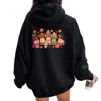 Cute Halloween Dachshund Ghost Coffee Fall Autumn Wiener Dog Women Oversized Hoodie Back Print - Thegiftio UK