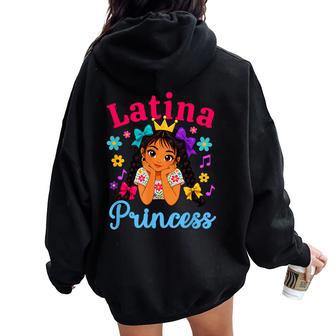 Cute Latina Princess Hispanic Heritage Spanish Little Girl Women Oversized Hoodie Back Print - Thegiftio UK