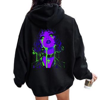 Cybergoth Cybercore Grunge Punk Goth Girl Alt Anime Manga Women Oversized Hoodie Back Print - Regaloses