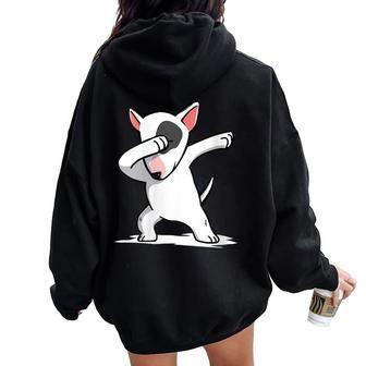 Dabbing Bull Terrier Inglés Dab Dance Perro Cuello Women Oversized Hoodie Back Print - Regaloses