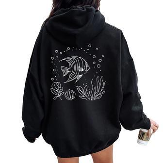 Damisela Dibujo Artístico De Líneas Cuello Women Oversized Hoodie Back Print - Regaloses