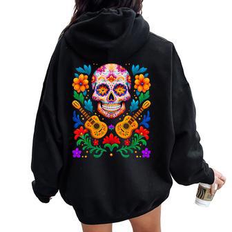 Day Of The Dead Sugar Skull Dia De Los Muertos Women Women Oversized Hoodie Back Print - Thegiftio UK