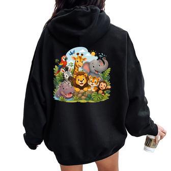 De Collage D'animaux Deafari Africains Pour Enfants Filles Sweat à capuche oversize pour femme avec imprimé dans le dos - Cadeauxyz