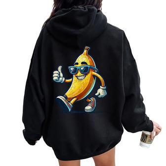 Dibujos Animados Retro Plátano Con Gafas Deol Hombres Es Plátano In Mangas Women Oversized Hoodie Back Print - Regaloses