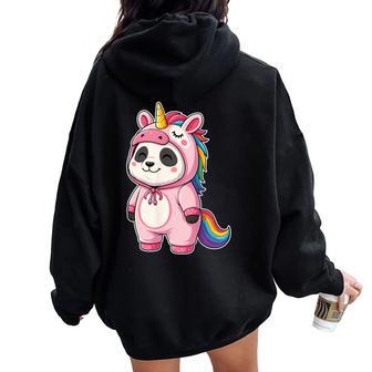 Disfraz De Panda Kawaii En Unicornio Para Niñas Y Niños Amante De Los Pandas Women Oversized Hoodie Back Print - Regaloses