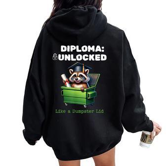 Divertente Diploma Di Procione Laureabloccato Laureato Felpa con cappuccio oversize da donna con stampa posteriore - Novitaregali