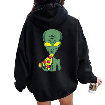 Divertido Alienígena Comiendo Pizza Amante Ovni Regalo Hombres Es Adultos Niños Women Oversized Hoodie Back Print - Regaloses