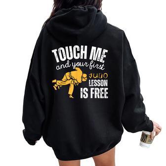 Divertido Arte De Judo Para Hombres Es Niños Judoka Deporte Luchador Amante Women Oversized Hoodie Back Print - Regaloses