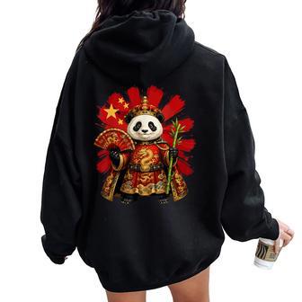 Divertido Recuerdo Deiaje De China Del Emperador Panda Chino Women Oversized Hoodie Back Print - Regaloses