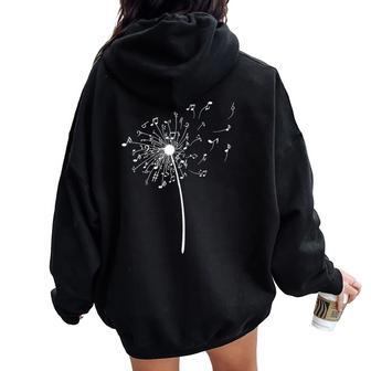 Divertido Regalo De Notas Musicales Para Hombres Y Es Flor De Diente De León In Mangas Women Oversized Hoodie Back Print - Regaloses