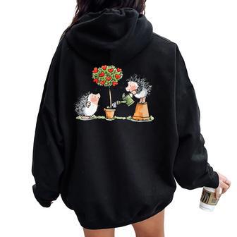 Donna Riccio Bambini Riccioersare Piante Amanti Degli Animali Donne Con Collo A Felpa con cappuccio oversize da donna con stampa posteriore - Novitaregali