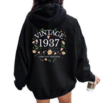 Donnaintage 1937 Fiore Floreale 89 Anni 89 ° Compleanno Donne Con Collo A Felpa con cappuccio oversize da donna con stampa posteriore - Novitaregali